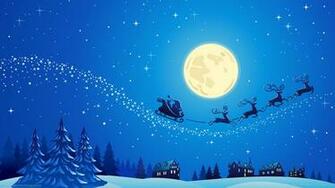 Santa Into The Winter Christmas Night Wallpaper