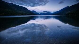 Wallpaper Night Lake Mountains Water Reflection 4k