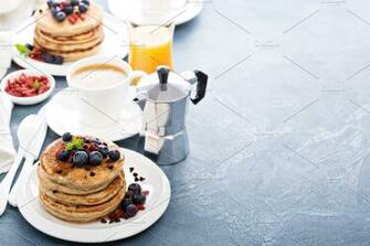 Chocolate Chip Pancakes Background High Quality Food Image