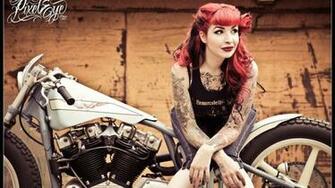 Motorcycle Pinup Models HD Wallpaper Desktop Background