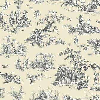 Toile Time Cream Black Designer Wallcoverings