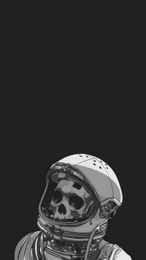 Papel De Parede Caveira Wallpaper Black Astronauta