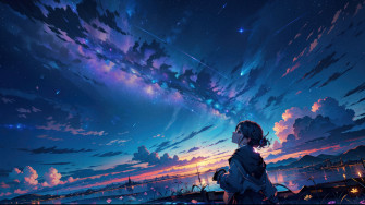 Anime Girl Sky Sunset 4k Wallpaper iPhone HD Phone 3201m