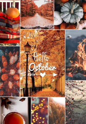 Hello October Autumn Collage iPhone Wallpaper