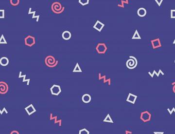 Abstract Geometric Shape Doodle Pattern On Blue Background