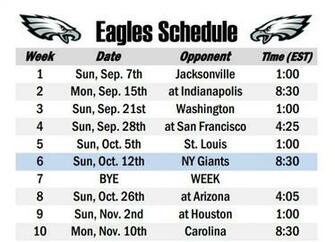 Philadelphia Eagles Schedule Printable