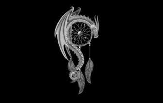 Wallpaper Dragon Minimalism Feathers Black Background