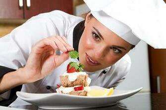 Image Female Dessert Food Cook Plate Uniform Glance