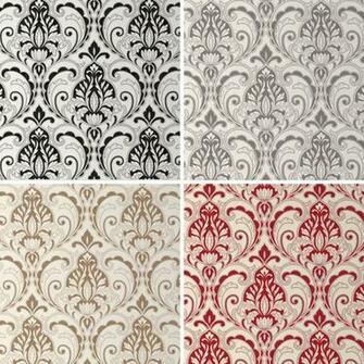 Medallion Damask Pattern Glitter Motif Embossed Textured Wallpaper