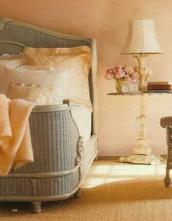 Peach And Gray Sleigh Bedroom