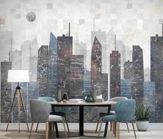 Vintage Geometric City Wallpaper Mural Wallmur