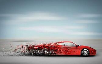 Digital Art Red Car Wallpaper HD
