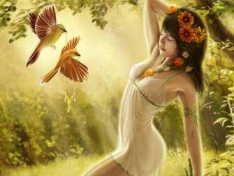 Beautiful Girl And Bird Desktop Wallpaper Pictures