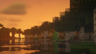 Minecraft Sunset With Bsl Shaders Wallpaper