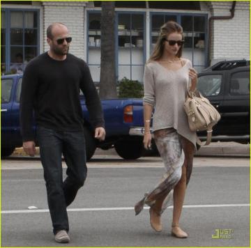 Rosie Huntington Whiteley Jason Statham Sandy Beach Stroll