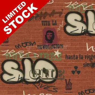 Muriva Graffiti Brick Wallpaper In Terracotta
