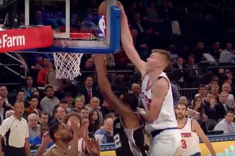 Kristaps Porzingis Putback Slam Posterizes Lamarcus Aldridge Video