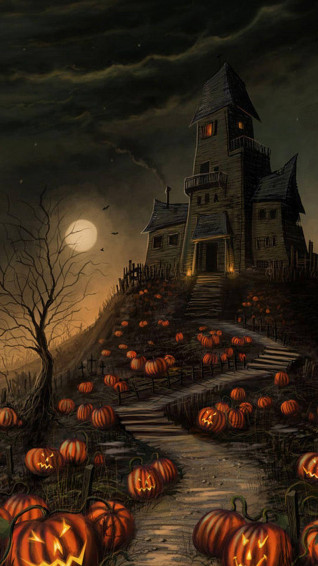 Come Explore Spooky Haunted House On Halloween Wallpaper