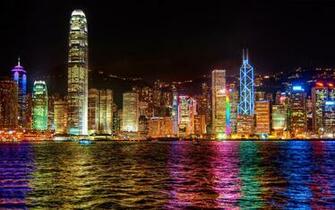 Hongkong City Night Skyline HD Wallpaper Hong Kong