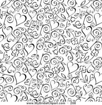 Background Of Black Floral Vine And Hearts Over A White