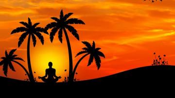 Wallpaper Meditation Yoga Silhouette Palm