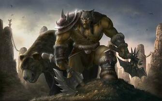 Warcraft Wow Warrior Beastmaster Battle Axes Games Fantasy Wallpaper