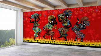 African Women Dancers Wallpaper Modern 3d Bright