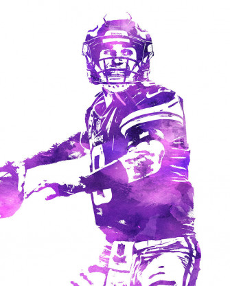 Kirk Cousins Minnesota Vikings Water Color Art Mixed Media By