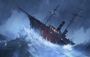 Wallpaper The Ocean Sea Night Wave Ship Rain Storm
