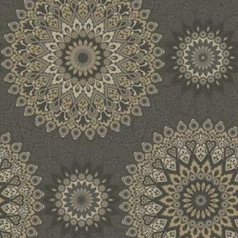 Glitter Medallion Wallpaper Black Gold Cut Price