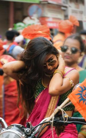 Women Bikers During Shobha Yatra Indian Girlboss