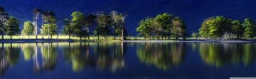 Beatiful Reflection Blue Water Green Trees Ultra HD Desktop
