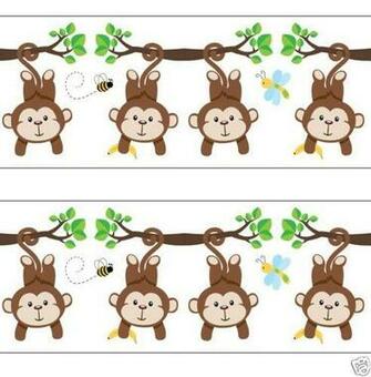 Monkey Wallpaper Border Decals Baby Boy Nursery Kids Room Jungle Wall
