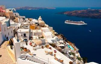 Wallpaper Santorini Greece Liner Oia The