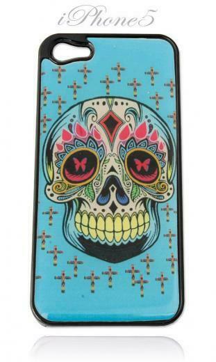 Listing Black iPhone Case Sugar Skull Blue