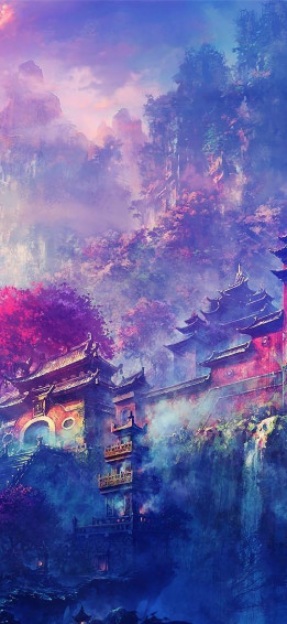 Buddha Oriental Castle Scenery Anime 4k iPhone Wallpaper