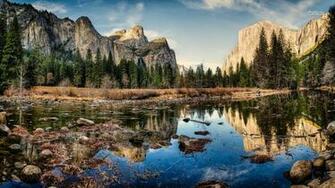 Yosemite National Park Lake And Mountains Wallpaper Nature