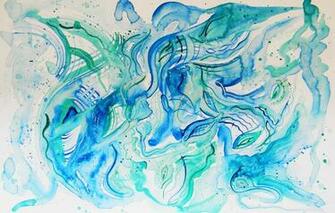 Wallpaper Blue Oil Pastel Green Markers Gouache Watercolor