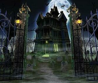 Haunted Graveyard Wallpaper Image Above House In