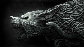 Wallpaper Wolf Hellhound Art Black And White Dangerous Noise
