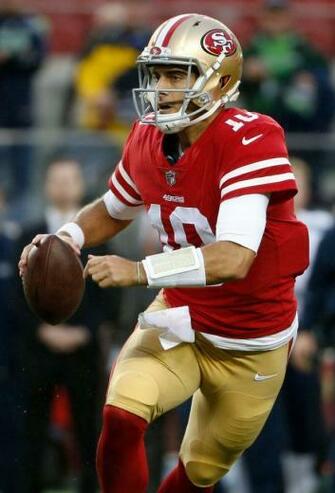 San Francisco 49ers Quarterback Jimmy Garoppolo Rolls Out