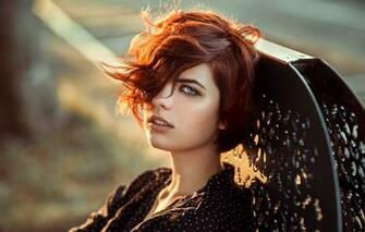 Wallpaper Look The Sun Portrait Hairstyle Red Beauty Bokeh