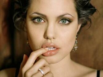 Angelina Jolie Seductive Headshot Touching Her Lips Pretty Girl