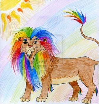 Rainbow Lion By Wildschweinmama