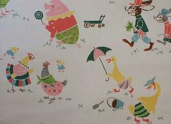 S Vintage Wallpaper Cute Farm Animals Hen Duck Rabbit And Pig