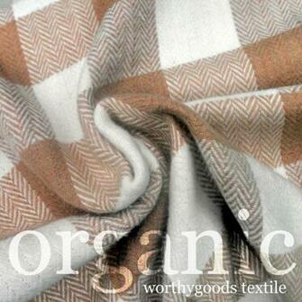 Organic Cotton Flannel Buffalo Check Fabric Fawn And Cream By