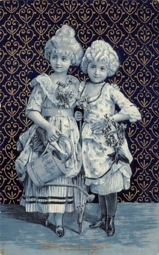 Victorian Valentine Elegant Girls Gold Black Wallpaper Gloss Tuck