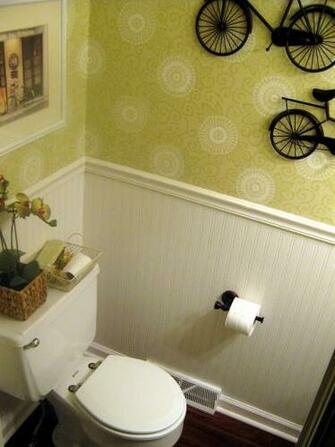 And Ta Da A Newly Papered Bathroom Yes The Beadboard Is Wallpaper