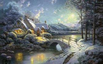 Winter Image Thomas Kinkade HD Wallpaper And Background