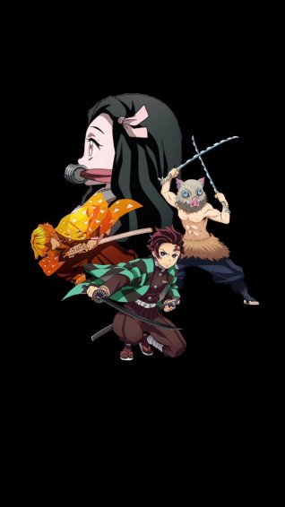 Demon Slayer Wallpaper Black Background Tanjiro Inosuke Zenitsu
